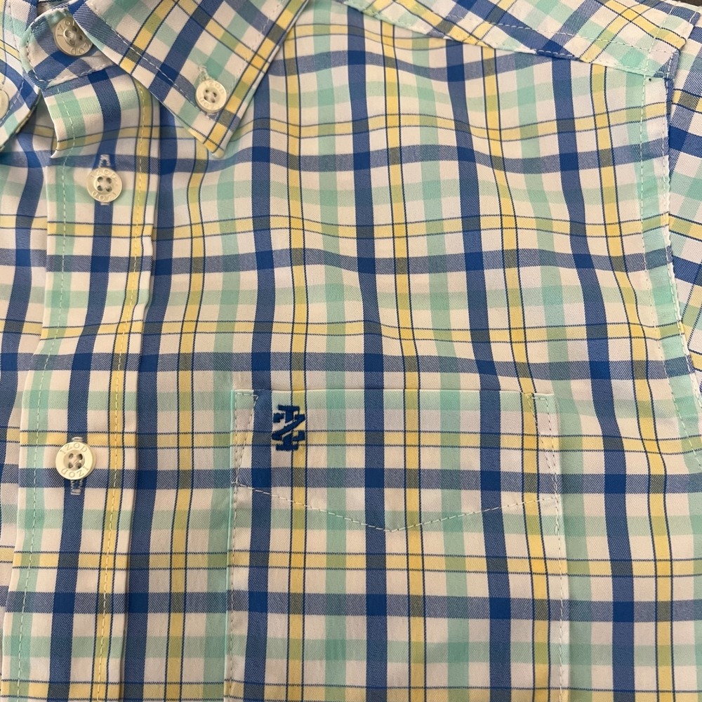 IZOD Boys Stretch Plaid‎ Button Down Long Sleeve Shirt Preppy Size Medium 10/12 - Picture 5 of 7